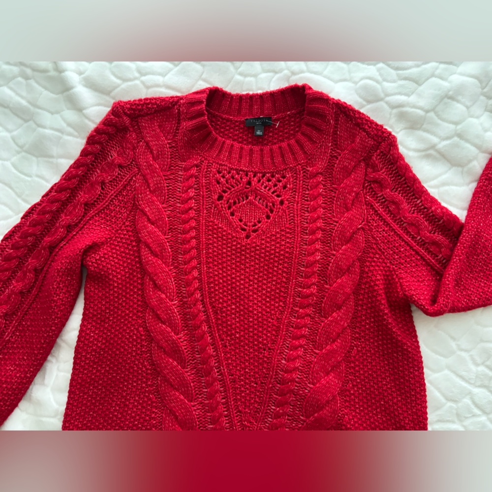 SOLD🚫Lands End NWOT Red Cable Knit Sweater - Picture 7 of 11